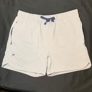 White Athletic Shorts with Blue Accents